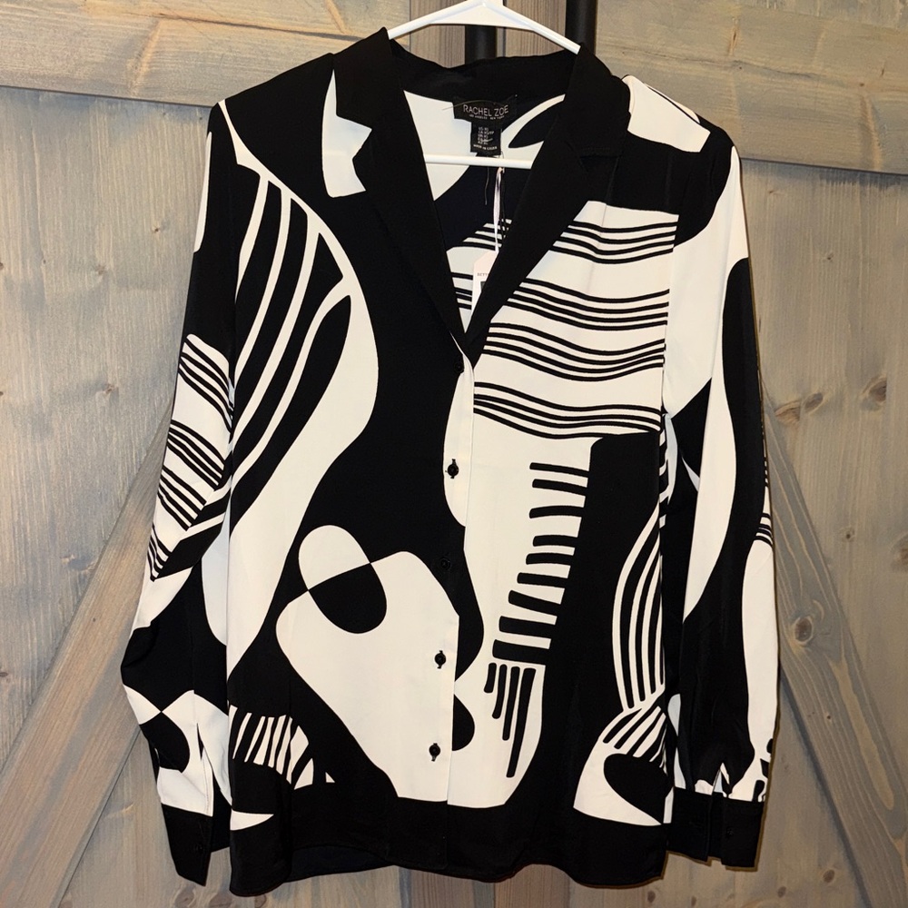 Rachel Zoe Monochrome Patterned Blouse